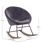 Fauteuil à bascule Annika effet velours gris foncé