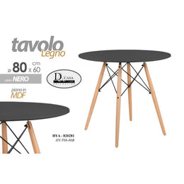 Table ronde noire industrielle urbaine moderne 80 cm