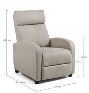 Fauteuil inclinable Desirè en similicuir gris tourterelle