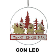 Guirlande led métal et bois écrit rouge cm24x3,5x40,5