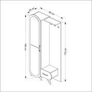 Entrée de noix avec porte miroir et Kerry 80x35xh.180 cm Tiroir