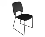 Chaise en similicuir et assise noire 47,5x45,5x89h cm