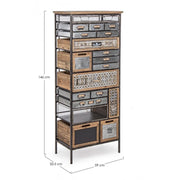 Commode en acier dix-neuf tiroirs Anthracite OFFICINA 59x33,5x h146 cm