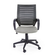 Chaise de bureau grise avec roulettes et accoudoirs
