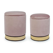 Lot de 2 poufs avec conteneur Milena velours vieux rose