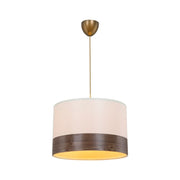 Lampe à suspension Alfina en tissu blanc avec bande effet bois ASZ1668