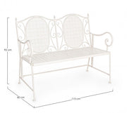 Banquette pliante deux places en acier blanc EMILY 115x60x h92 cm