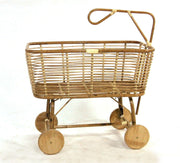 Berceau en rotin pour enfants avec roues en bois 97x57xh.43 - 79 cm