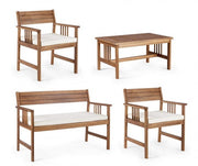 Ensemble de salon en bois d'acacia noemi avec coussins