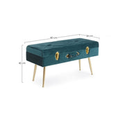 Banc en velours avec rangement POLINA Bleu 80x34x h42 cm