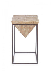 Tabouret en acier avec assise en bois de sapin PRISMY 31x31xh.55 cm