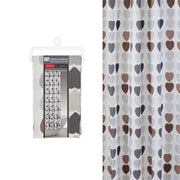 Rideau de douche Coeurs en tissu 240x200 avec crochets et bande.