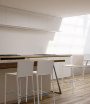 2x Tabouret style design simili cuir blanc