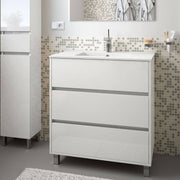 Meuble de salle de bain Elmas80 laqué blanc brillant avec vasque 3 tiroirs 81x45x86h