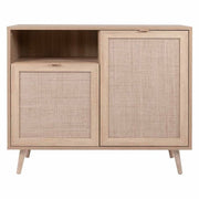 Buffet avec deux portes et compartiment ouvert avec effet osier BALI 101x40x h87 cm