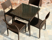Table de Polyrattan Adila Square Walnut avec verre CM90X90XH77