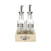 Set Huile/Vinaigre/Poivre/Sel Cooking With Love Verre Transparent
