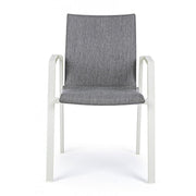 Chaise de jardin d'extérieur gris blanc empilable
