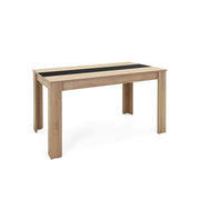 Table à manger couleur chêne avec insert réversible noir ou blanc 138x80xh.74 cm