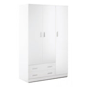 Armoire trois portes deux tiroirs blancs 115x52x H180 cm