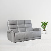 3 canapé-mange avec 2 fauteuils inclinables électriques dans le nabuk gris clair 187 x 98 x 109 cm
