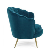 Fauteuil rétro vintage en velours bleu canard cm 80 x 76 x84 h