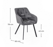 Lot de 2 chaises en tissu 60cm x 55cm H. 79cm