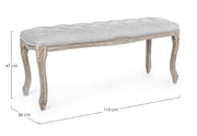 Banc classique bois velours gris Mathilde 110 x 36 x 47 cm