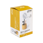 Miroir moderne avec rangement Jaune diamètre 14x h35 cm