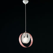 Lustre chambre suspension en fer Blanc Rose une lumière 25x h27 cm
