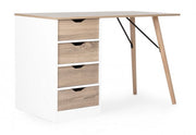 Bureau Alberta avec commode effet bois 120x60x75h cm