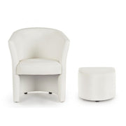 Fauteuil en similicuir avec pouf amovible Blanc RITA 64,5x 59,5x h78 cm