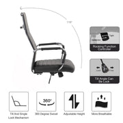 Fauteuil de bureau Folkvan avec base chromée en éco-cuir noir