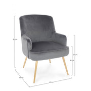 Fauteuil Clelia gris effet velours doré