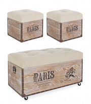 Ensemble 3 poufs en MDF Beige TAVEL PARIS