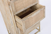 Commode 5 tiroirs en bois naturel de style vintage