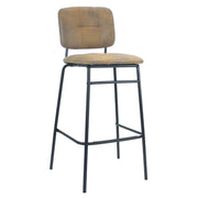 Tabouret Ross en éco-cuir taupe avec pieds noirs 106 cm x 43 cm x 45 cm