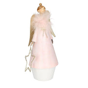 Ange en métal rose avec led et étoile cmø10h24