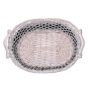 Panier de tissage en osier bleu blanc ovale cm67/75x42h12