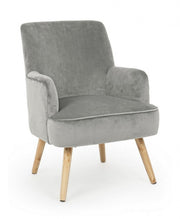 Fauteuil de salon vintage en velours gris ADELINE 60x67x h79 cm