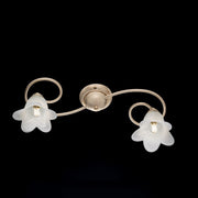 Plafonnier en or fleurs de fer deux lumières paralumi 56x26x H17 cm