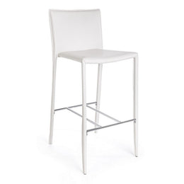 2x Tabouret style design simili cuir blanc