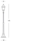 Lampadaire en aluminium moulé sous pression, diffuseurs en verre transparent, hauteur max 210mm, alimentation 230V, puissance maximale 100W noir