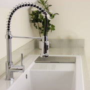 Robinet de cuisine avec douchette extractible à ressort chromé L 35 x P 9 x H 54 cm
