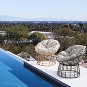 Extérieur pour fibre de fibre extérieure fibre grise avec coussin de diamètre molly 69x92x H78 cm