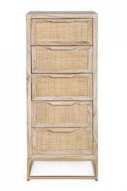 Commode 5 tiroirs en bois naturel de style vintage