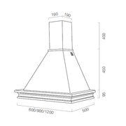 Hotte de cuisine rustique blanche RUSTICHELLA avec cadre en bois incrustation couleur noyer évite 90 cm