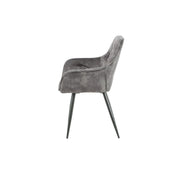 Chaise Senna en Velours Gris Foncé avec Structure Métallique Noire Style Moderne