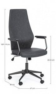 Fauteuil de bureau à dossier haut en similicuir noir Jamie