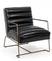 Fauteuil avec structure en acier peint et assise recouverte de simili cuir noir 62,5x74x80-45-56h cm